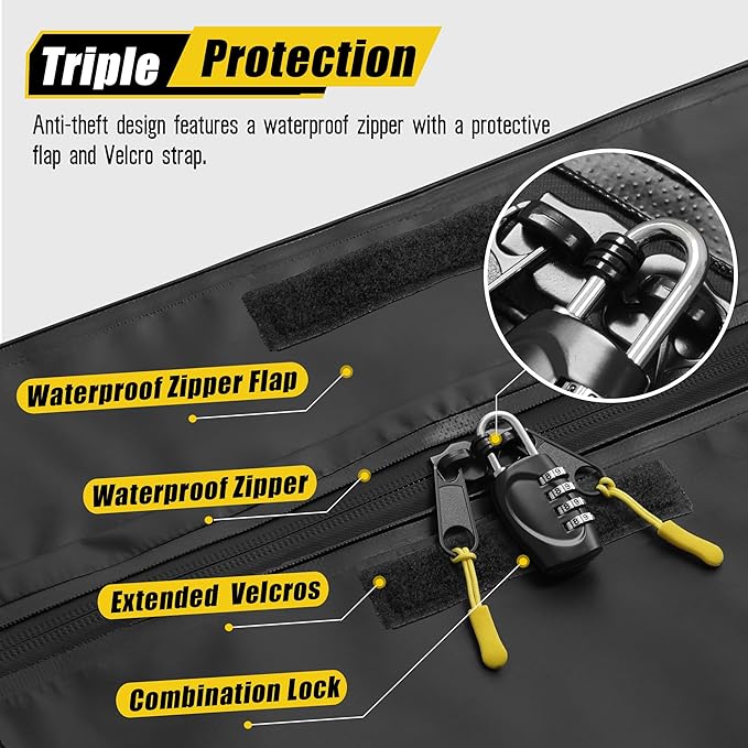 ARKSEN Hitch Cargo Carrier Bag with Lock for 24" x 60" Baskets Waterproof 16.4 Cubic Feet Large Capacity Luggage Storage (58" L x 20.5" W x 24" H) for Car Truck SUV RV or Trailer