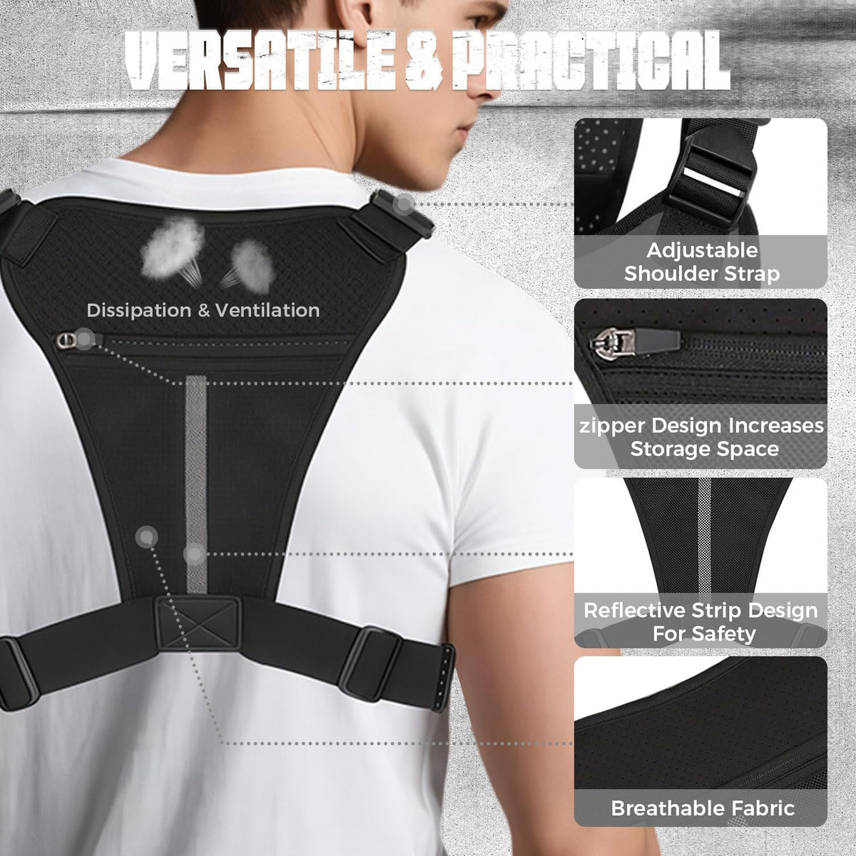 Outdoor Chest Bag For Men, EDC Chest Pack With Built-In Phone Holder, Lightweight Chest Rig Pouch