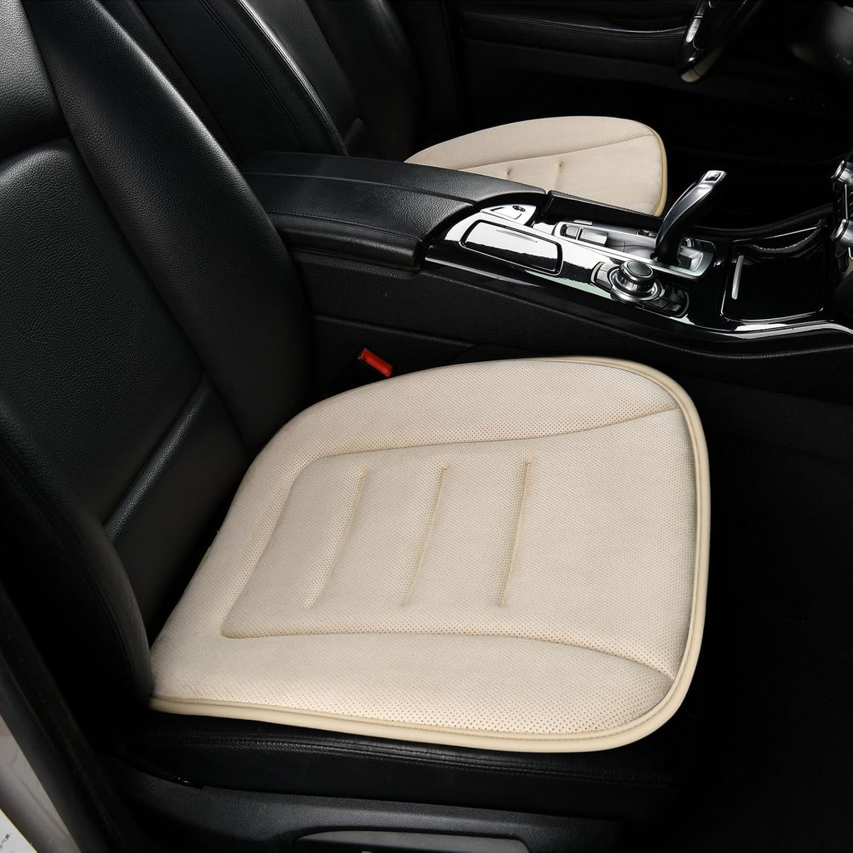 KAYI Car Seat Cushion, Memory Foam Car Seat Cushion, Anti Slip Rubber Bottom Car Seat Cushions for Driving, Suitable for Car and Office Chairs (2 Pack, Cream)