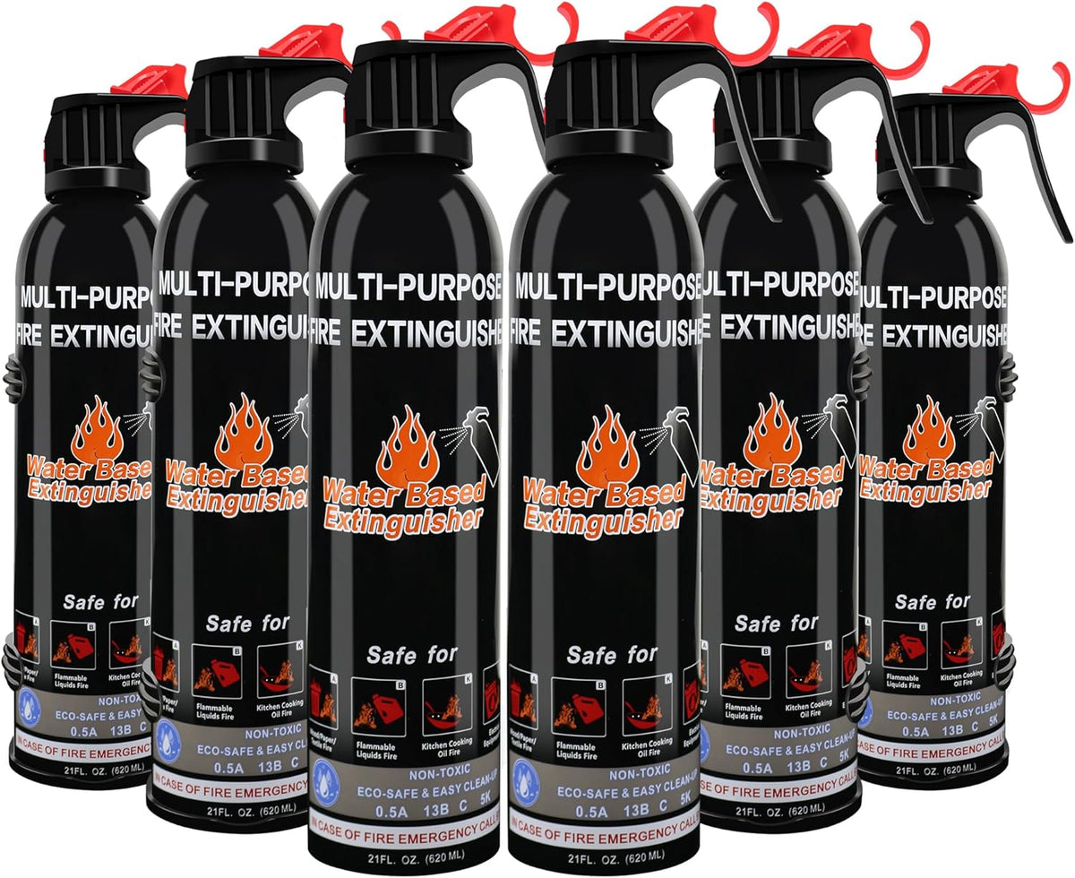 Fire Extinguisher for Home, 6 Pack Vehicle Fire Extinguishers with Mount, Portable Fire Extinguisher Effective on A, B, C, K Fires, Water-Based Extinguisher for Car Boat Office Truck Kitchen Garage RV