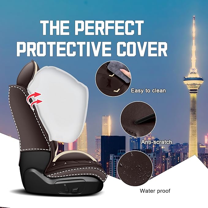 CTDS Car Seat Covers for Honda Civic 2000-2026, Stylish Sport Seat Cover, Premium Nappa Leather Car Seat Cover. Automobile Seat Covers Sets.(Standard 2 Seats/Coffee Color)