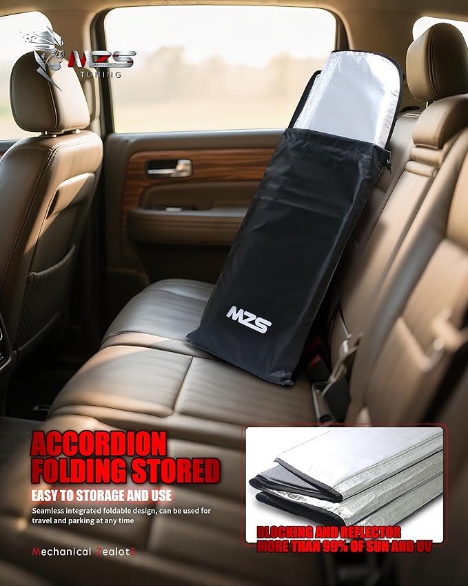 MZS Windshield Sun Shade Compatible with Lyriq 2023-2026, Foldable Car Front Window Sunshade with Storage Pouch, Sun Visor Shield Accessories for Interior Protector