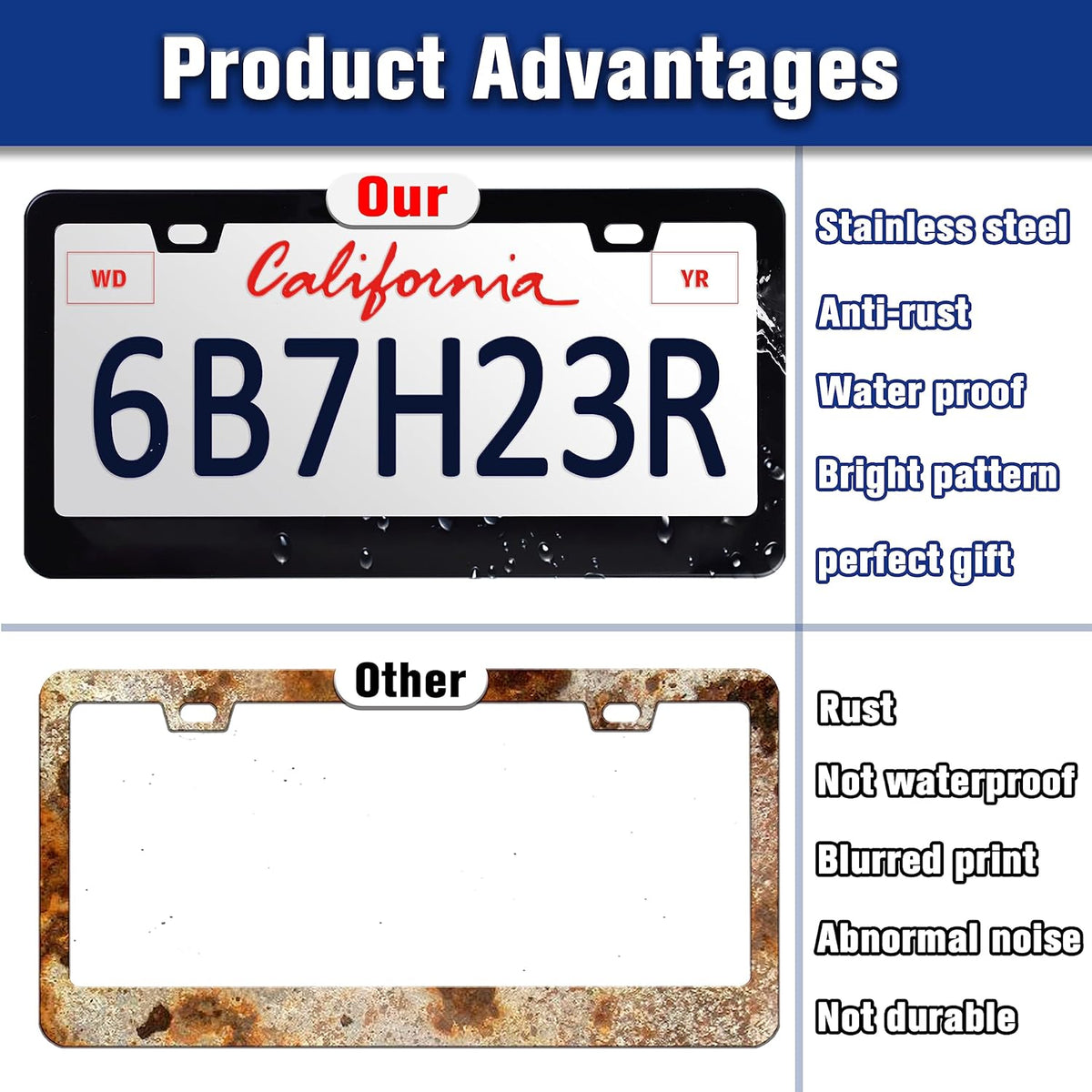 Pink Bow License Plate Frame Cute Bow License Plate Holders Funny Stainless Steel Auto Accessory Bracket 2 Hole with Screws Universal Us Car License Plate Frames 6x12 Inch for Women Men