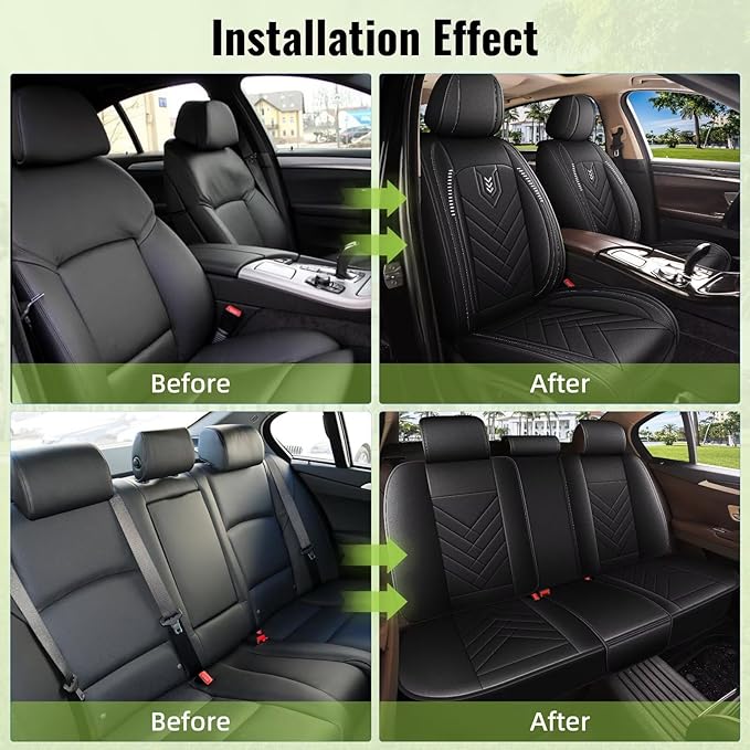 AOMSAZTO Car Seat Covers Fit for Cadillac CT4 2020-2026 Seat Cover 5-Seater Full Set Waterproof Faux Leather Automotive Auto Interior Protector Cushion(5 Seats,Black)