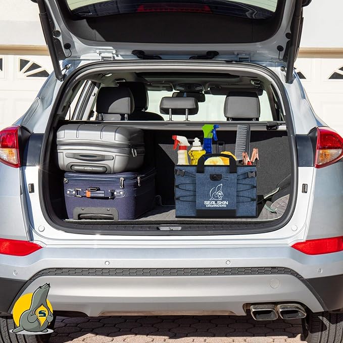 Seal Skin Covers Trunk Organizer for SUV, Car & Truck - Premium Heavy Duty and Collapsible with 3 Adjustable Sizes - Lightweight and Portable Storage Organizer - Easy to Use and Install in Any Vehicle