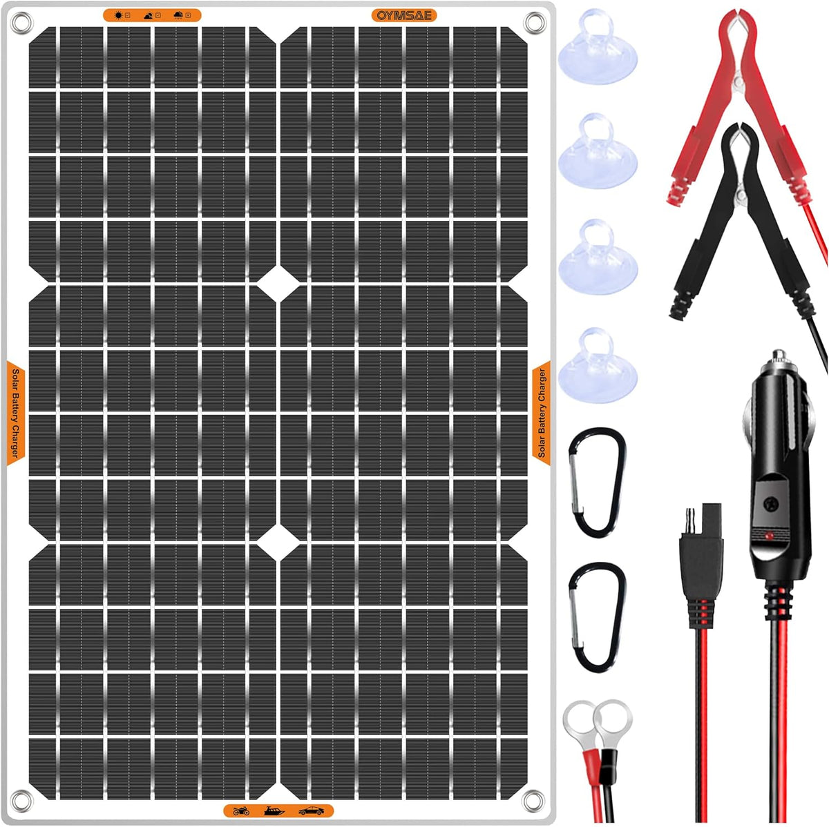 OYMSAE 30W 12V Solar Battery Charger Waterproof Solars Battery Maintainer,Portable Solar Panel Charger with Upgraded MPPT Controller for Car, Motorcycle, Boat, Marine, RV, Trailer, Tractor,Truck, etc
