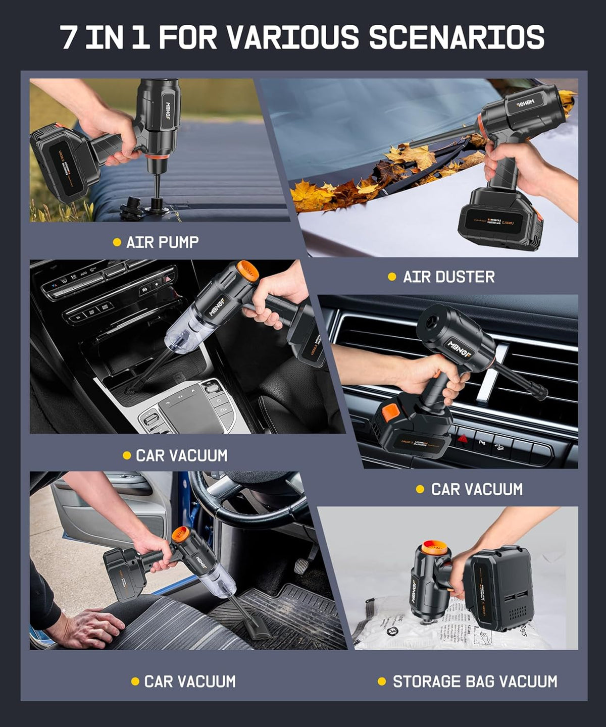 Car Vacuum Portable Cordless,High Power Suction & Blower, Wireless Handheld Vacuum Cleaner for Car, Home, Office, Pet(Shine Black)