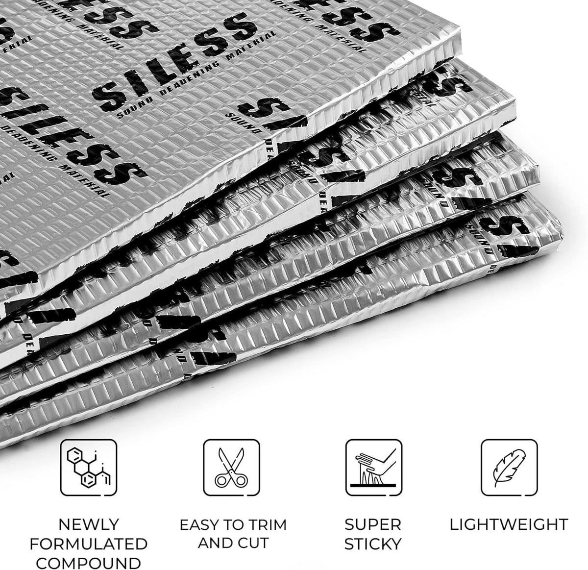 Siless 80 mil (2mm) Car Sound Deadening mat - Butyl Automotive Sound Deadener - Noise Insulation and Vibration Dampening Material 5 sqft (0.46 sqm)