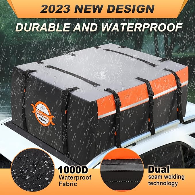 Sailnovo Rooftop Cargo Carrier 20 Cubic PVC Car Roof Cargo Carrier Waterproof Soft-Shell Includes Anti-Slip Mat, 6 Door Hooks, Car Top Carrier for Top of Vehicle with/Without Roof Rack Cross Bar