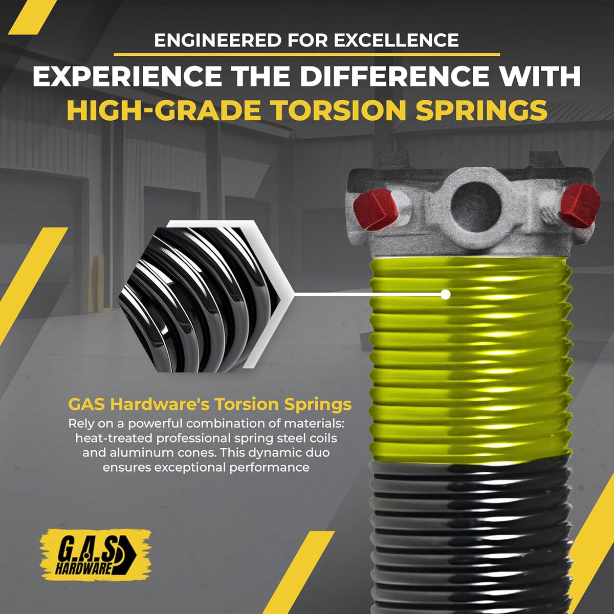 Garage Door Torsion Spring 207x1.75x24 Includes 1” Steel Bearing, Gloves, Manual, and Winding Bars for Right Side of Garage Door Precision E-Coating 5-Year Warranty Min. 30,000 Cycles (Black Cone)