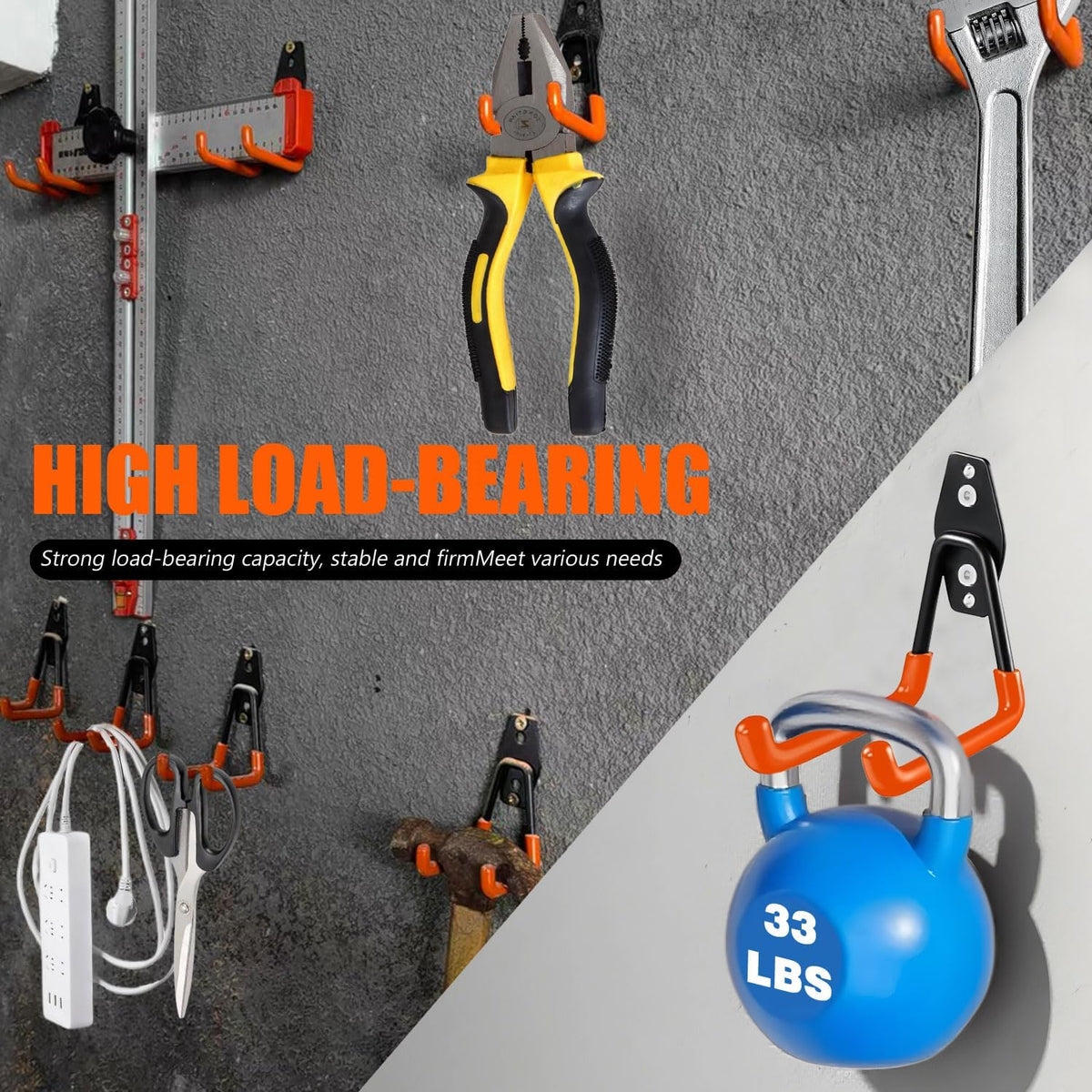 Heavy-Duty Garage Hooks -4 Pack Type small J - Anti-Slip Coated Wall-Mounted Hooks Wall Mount Storage Organizer for Hanging Power and Garden Tools, Ladders, Hose, Bikes, Ropes, Bulk Items, and More