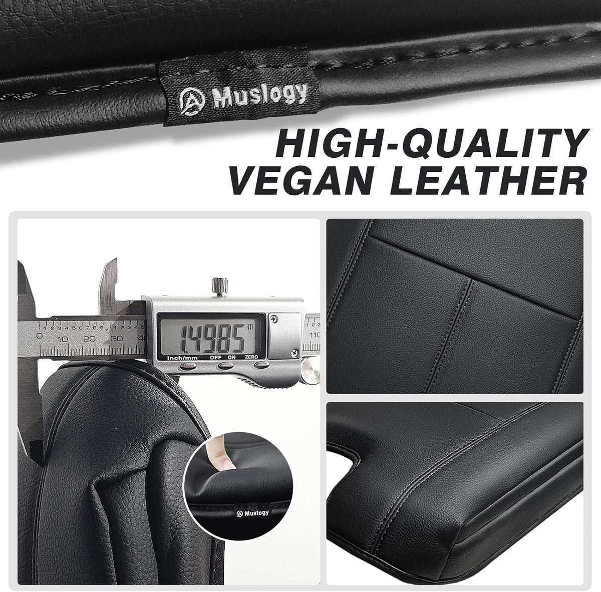 Muslogy Center Console Armrest Cover Compatible with Chevy Silverado/Tahoe & GMC Sierra/Yukon 2007-2013 Comfort Armrest Pad Arm Rest Cushion Vegan Leather Protector 1-Inch Extra Thick(Jump Seat ONLY)