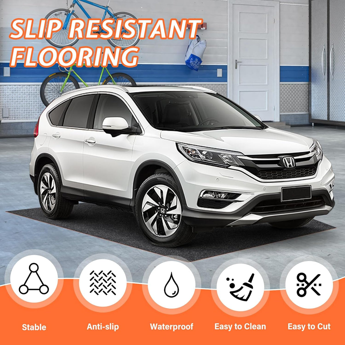 60" x 36" Heavy Duty Oil Spill Mat, Garage Floor Mat for Under Car, 1/4 Inch Thicked Waterproof Rubber Backing Mat Protect Floor, Reusable Oil Drip Leak Absorbent Pads