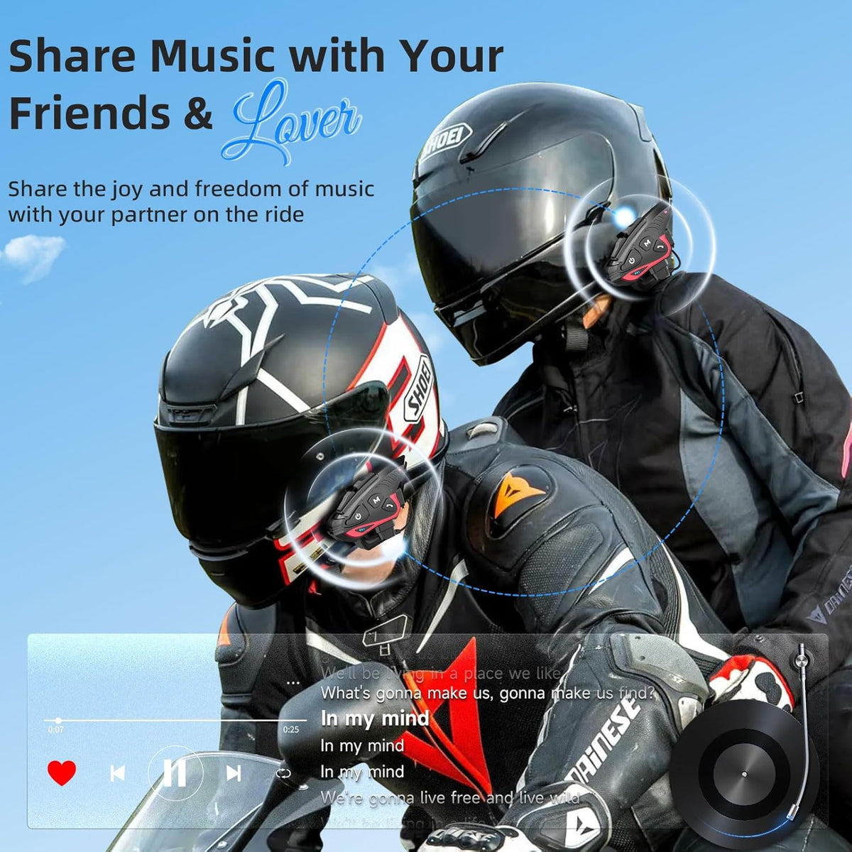 Moman Motorcycle Intercom Headset, CP-S 8 Riders 2000M Group Helmet Communication System, Universal Pairing with HiFi Noise Cancellation Music Share FM Radio Helmet Group Communicator for Motorbike