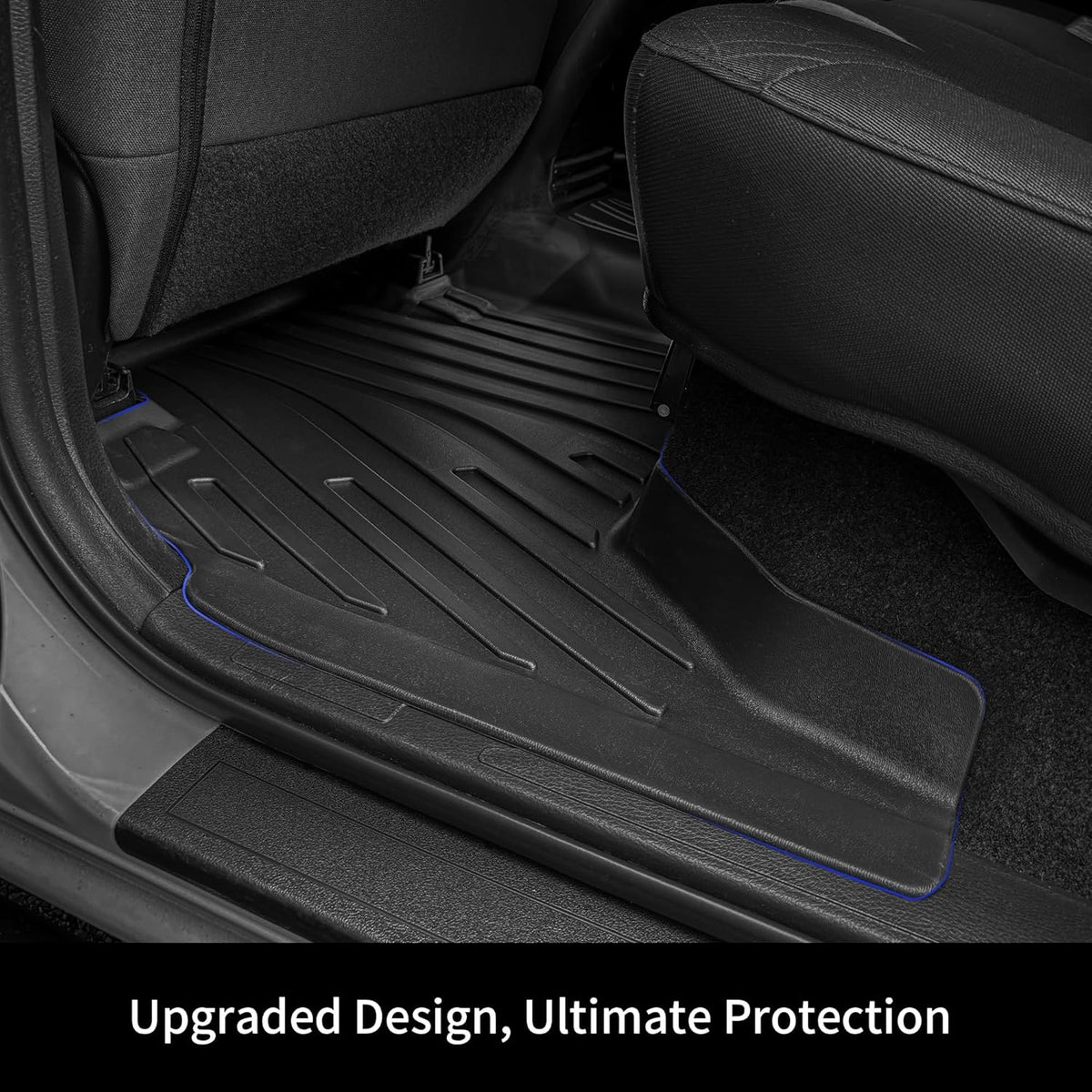 OEDRO Upgraded Floor Mats Fit for Toyota Tacoma 2016-2023 (Only for Double Cab & Automatic), All Weather TPE Tacoma Floor Liner Front and Rear 2 Row Mats,Black