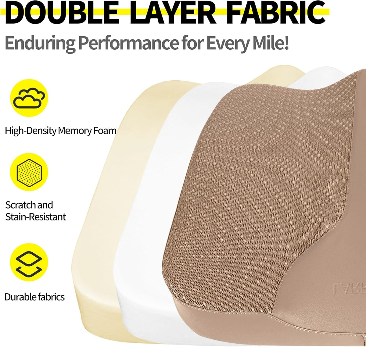 Comfort Memory Foam Seat Cushion for Car Seat Driver, Tailbone (Coccyx) Pain Relief Pad for Driving, Office Chair (Beige)