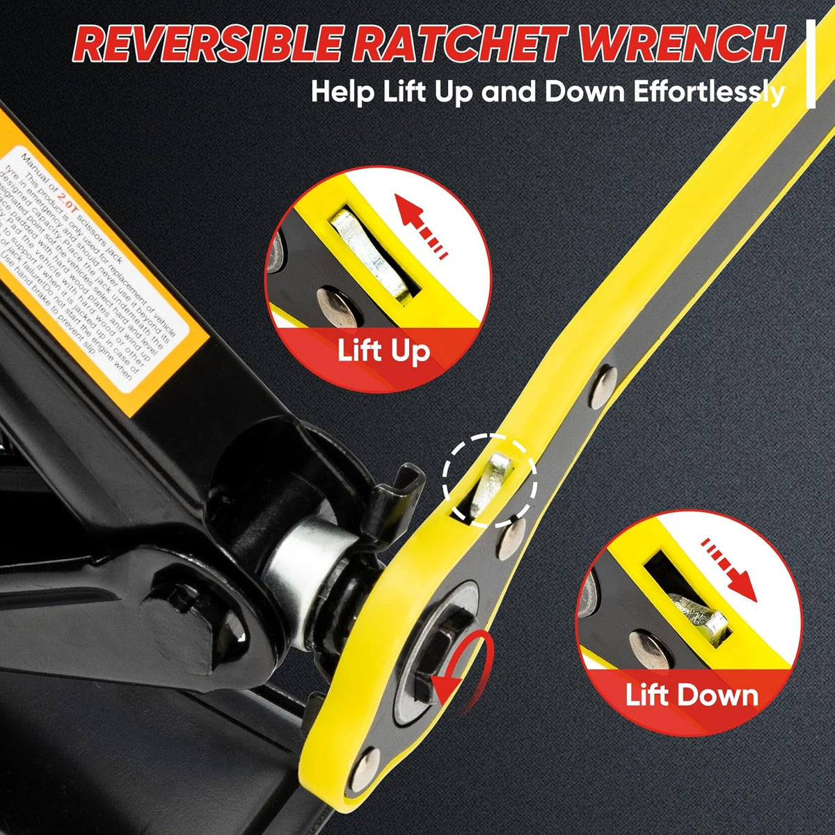 SHALL Scissor Jack Kit - 2 Ton (4409lbs) - Extended & Widened Base, 360° Rotatable Rubber Pad - Tire Change Kit with Ratchet & Lug Wrench - Universal Car Jack Kit for Emergency Roadside Needs