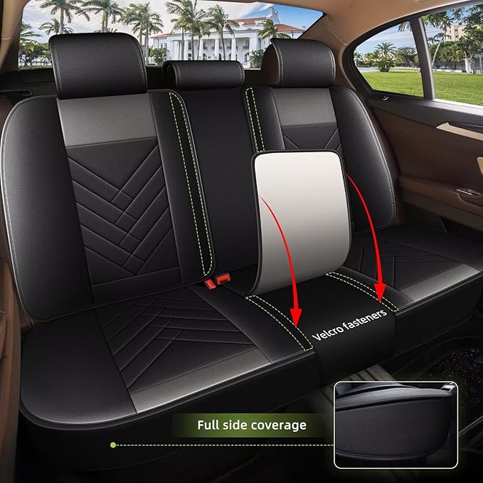 AOMSAZTO Full Set Seat Covers Fit for VW/Volkswagen Golf 2006-2021: 2 Row 5 Seats Faux Leather Waterproof Seat Covers Automotive Seat Cushion Protector(Black&Grey)
