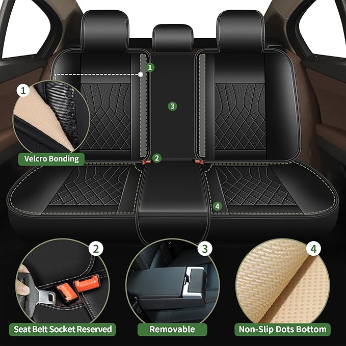 Bling Diamond Embroidered Seat Covers Fit for Mazda 3 2007-2019, Full Set 5 Seats, Sparkle Rhinestone Breathable Perforated Faux Leather Car Seat Covers for Women (Black)