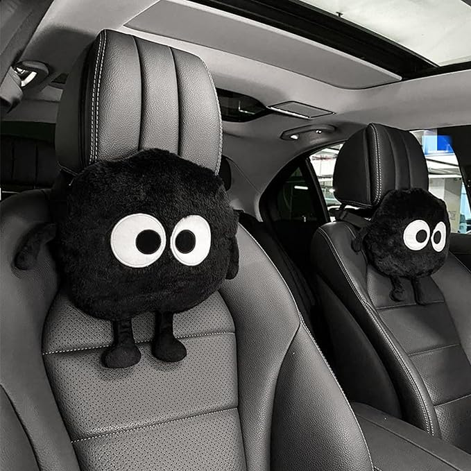 Car Headrest Pillow 2PCS Cute Big-Eyed Sprite Car Headrest Pillows Travel Neck Pillow Comfortable Neck Support - Plush Comfort Neck Cushions for Cars, Home & Office
