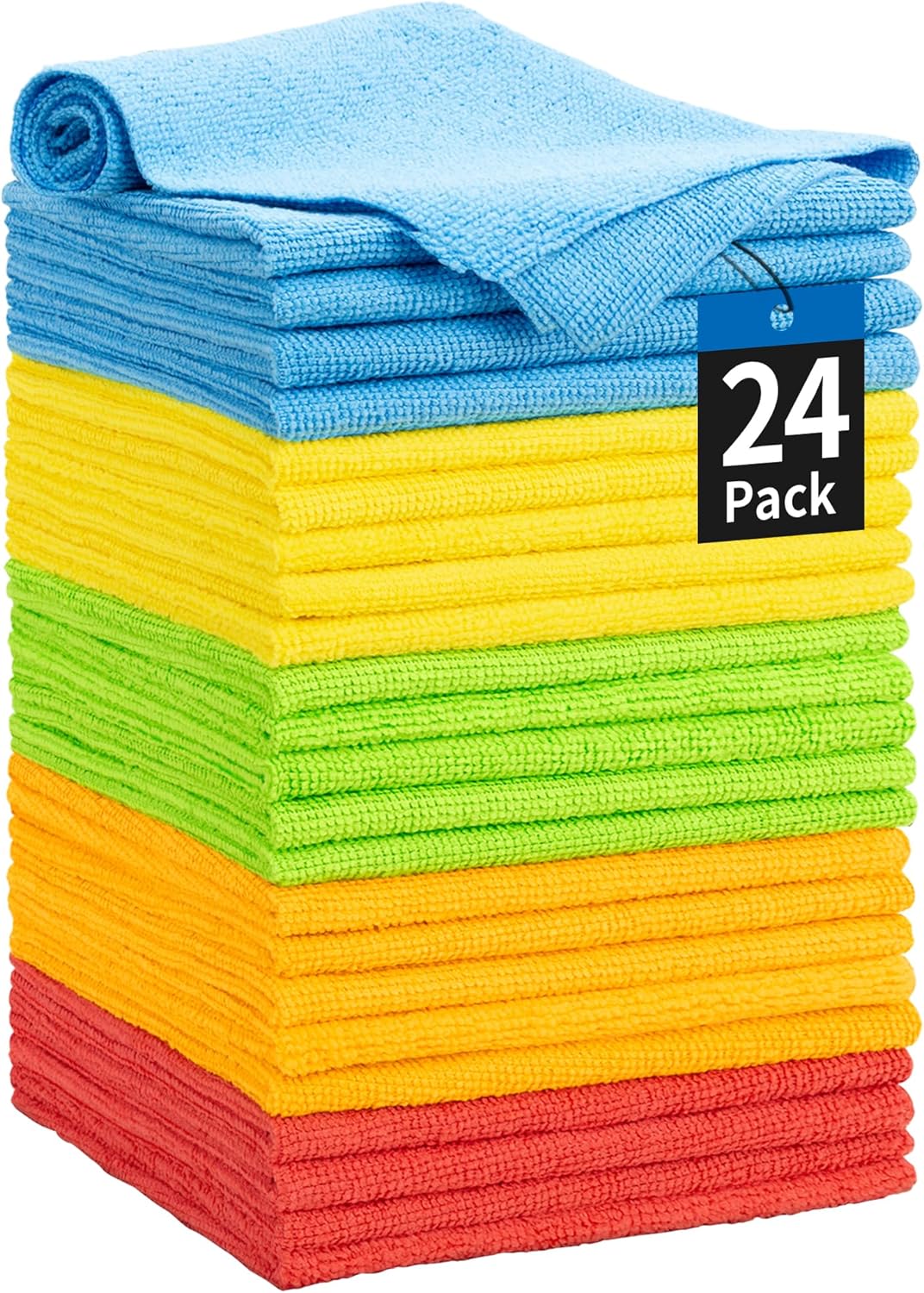 HOMERHYME Microfiber Towels for Cars, 24 Pack Microfiber Cleaning Cloths, 11.5"*11.5" Cleaning Rags Towels Bulk Absorbent Lint-Free, All-Purpose for Detailing, Office, Household Cleaning