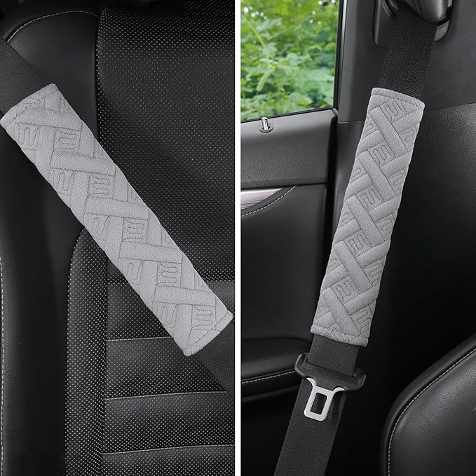 JUSTTOP 2-Pack Universal Car Seat Belt Pads Cover for A More Comfortable Driving, Seat Belt Shoulder Strap Covers Harness Pad for Car Interior Accessories(Grey)