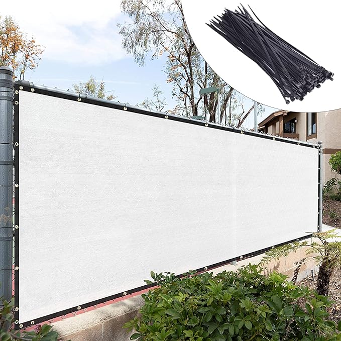 Royal Shade Custom Size 5' x 90' White Fence Privacy Screen Windscreen Cover Netting Mesh Fabric Cloth - Cable Zip Ties Included (We Make Custom Size)