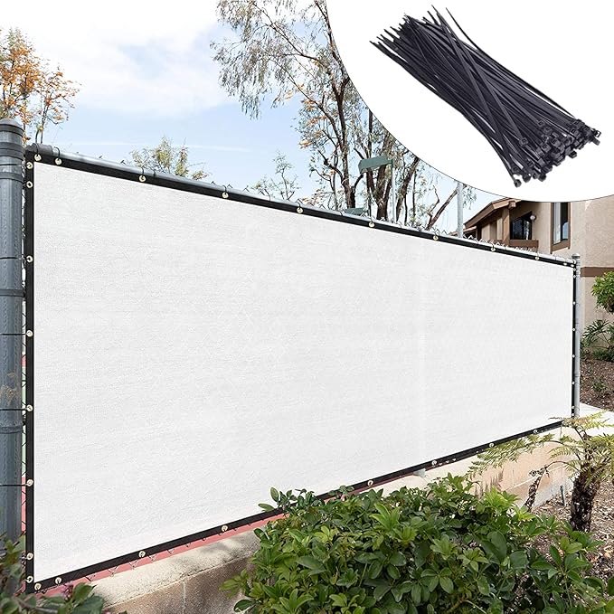 Royal Shade Custom Size 6' x 162' White Fence Privacy Screen Windscreen Cover Netting Mesh Fabric Cloth - Cable Zip Ties Included (We Make Custom Size)