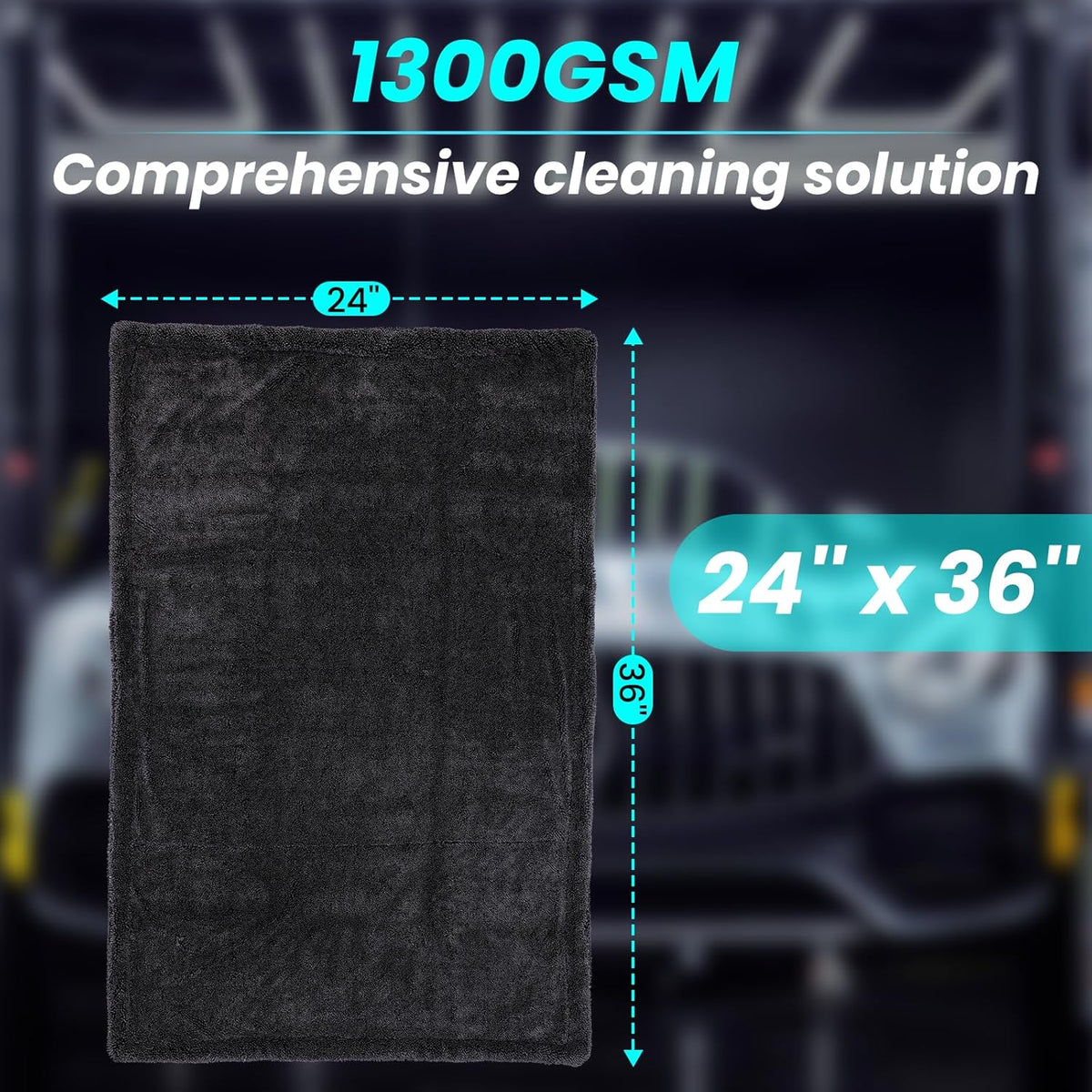 2 Pack 1300 GSM Car Drying Towel,Double-Sided Microfiber Towels for Cars(36" x 24"),Extra Large Ultra Absorbent,Without Residual Lint,Scratches or Water Spots