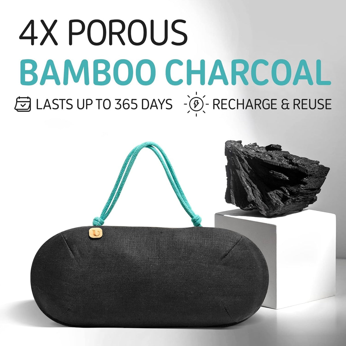 Car Air Freshener - Lasts 365+ Days - No Chemicals - 100% Activated Bamboo Charcoal - No Fragrance Deodorizer, Auto Odor Eliminator - Absorb Smoke Smell [2Pk]