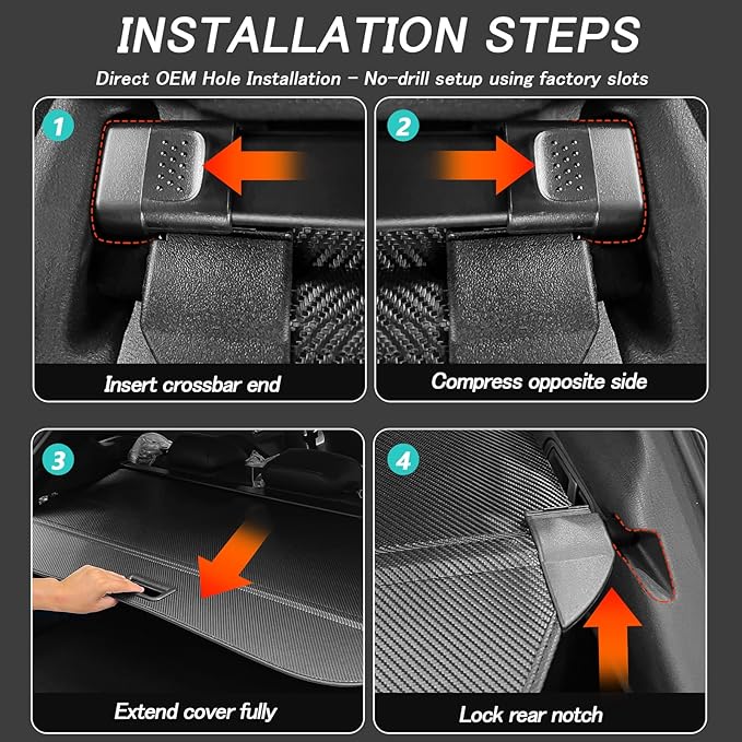 Cargo Cover for Nissan Murano 2025 2026 Accessories Retractable Trunk Cover Security Shielding Shade Cargo Luggage Cover Trunk Privacy Protection (No Gap Carbon Fiber Texture)