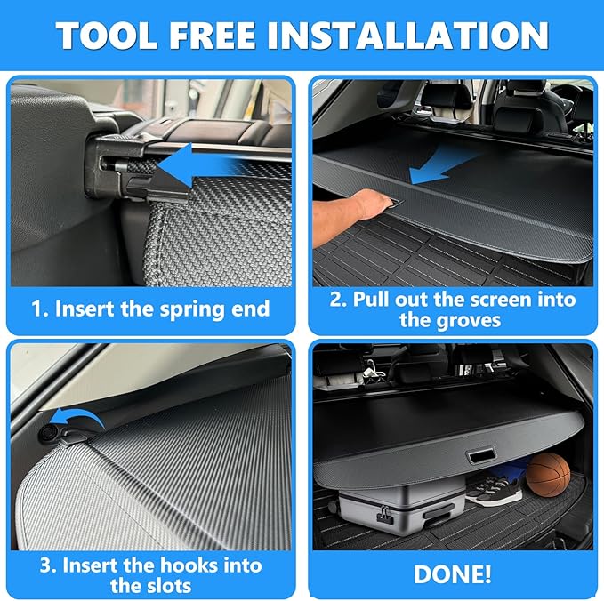MIALUTY® Cargo Cover for 2015-2024 Nissan Murano Retractable Trunk Cover Murano Accessories Anti-Peeping Anti-Theft Privacy Screen,Trunk Luggage Shield Shade Carbon Fiber Texture