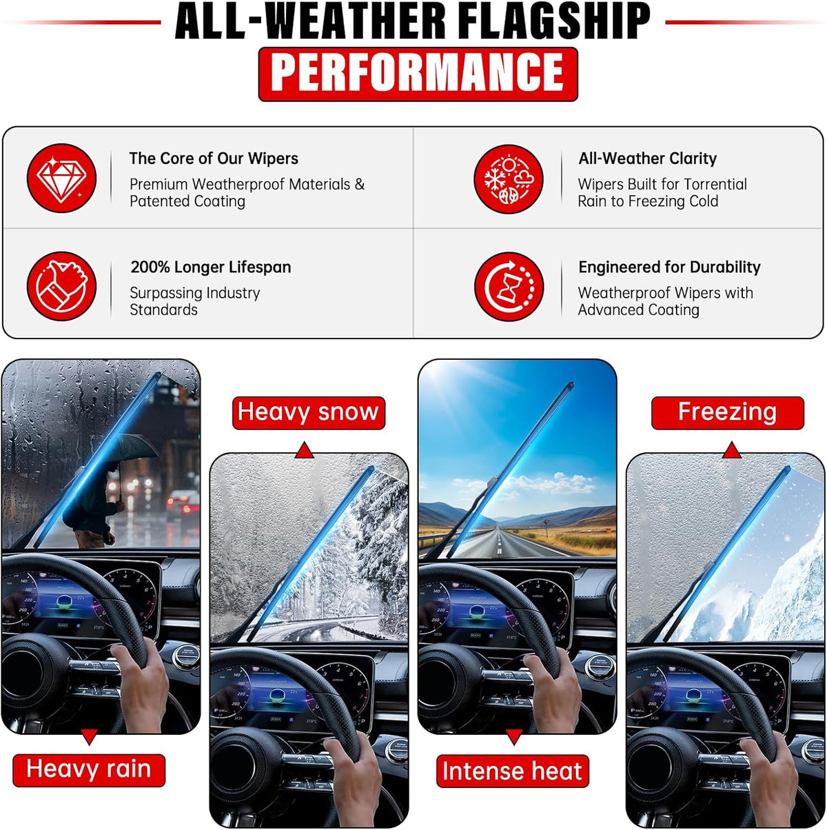 Windshield Wiper Blades Replacement for 2009-2016 Nissan Murano Original Factory Quality Front Rear Wipers Blade Set for My Car - 26" 16" 12" (Pack of 3)