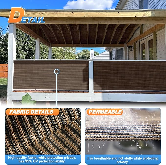 TANG Sun Shade Fabric Roll 8'x88' Shade Cloth for Garden Brown HDPE Mesh Shading Pergola Cover Replacement Canopy, 95% Blockage Sunshades for Outdoor Patio Backyard Plant