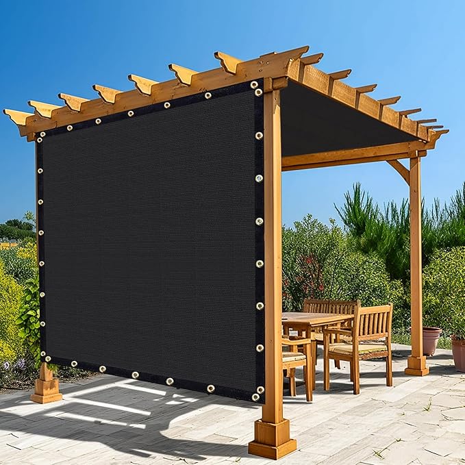Amagenix 90% Shade Fabric 16'X 18' Black Sun Shade Cloth with Grommets for Pergola Replacement Shade Cover Canopy, Heavy Duty, Cable Zip Ties Included (We Customized)