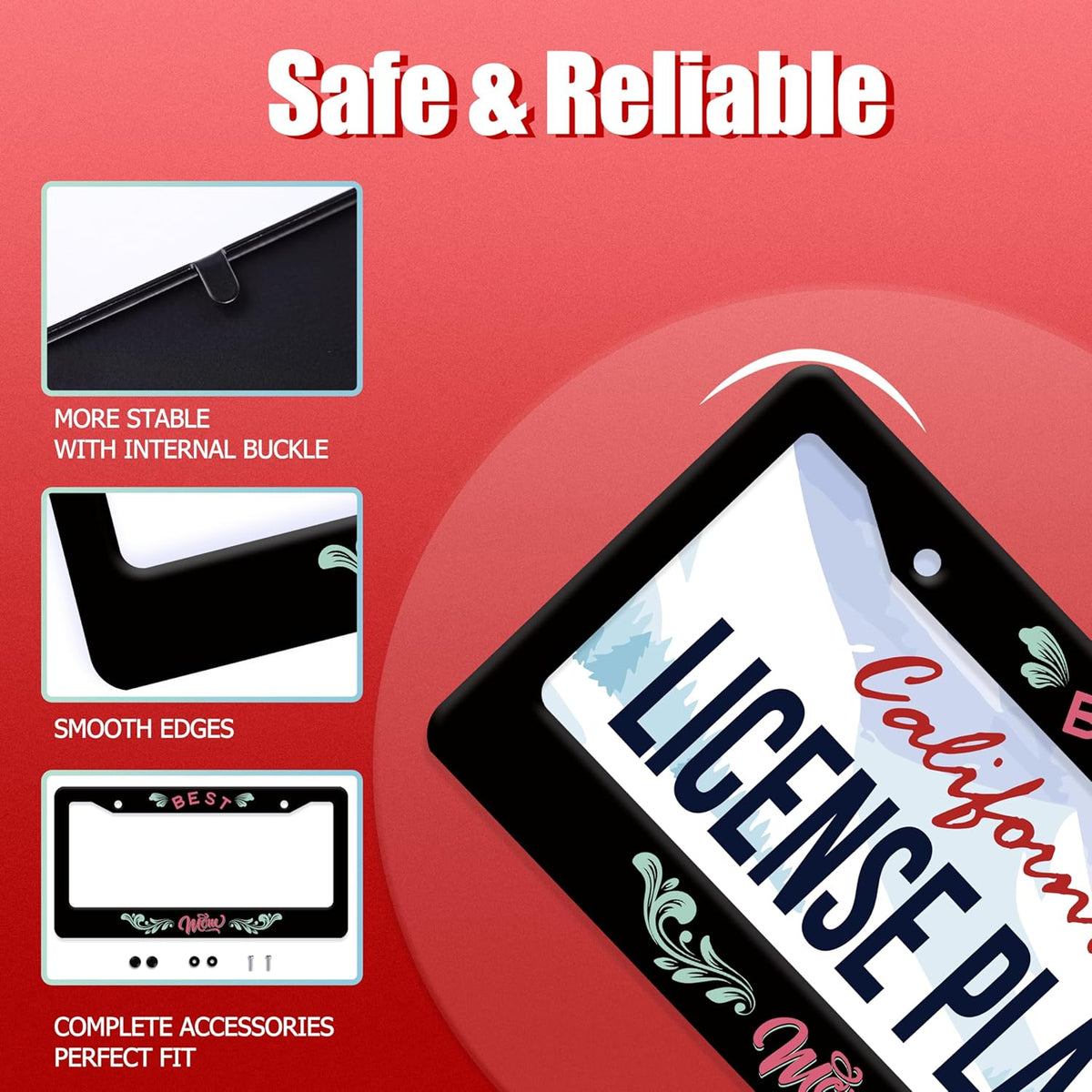 Best mom License Plate Frame Love mom License Plate Frames Stainless Steel Accessories Cars Decor with 2 Holes and Screws Fits Standard US CA Vehicles Size 12.2 x 6 Inches