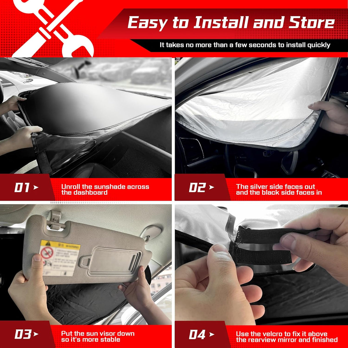 ARISMOTOR Windshield Sun Shade for GMC Sierra 1500 2500 3500 (SLT AT4 Denali) 2019-2025 2026, Custom Fit Foldable Front Window Sunshade Sun Visor Protector, Block UV Rays Keep Your Car Cooler