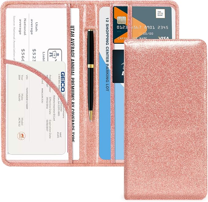 CoBak Car Registration and Insurance Holder - Vehicle Glove Box Car Organizer,Auto Truck Comparment Accessories Case with Magnetic Closure for Essential Document,Driver License,Cards