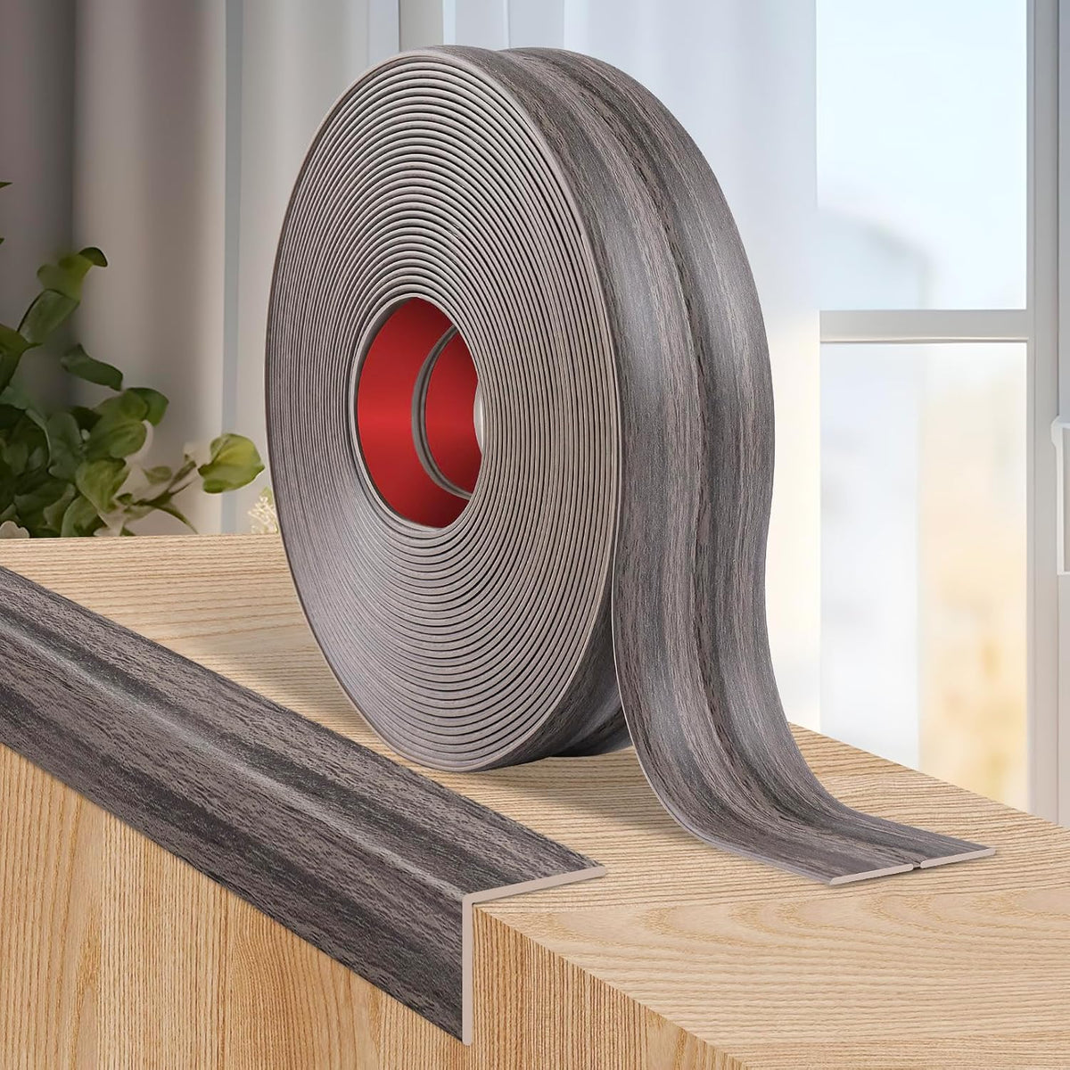 Flexible Wall Corner Protector Moulding Trim Peel and Stick Wall Corner Guards Edge Protector Self Adhesive Molding Trim Strip for Edge Ceiling (Brown Walnut Wood Grain, 1.6 in x 40 Ft)