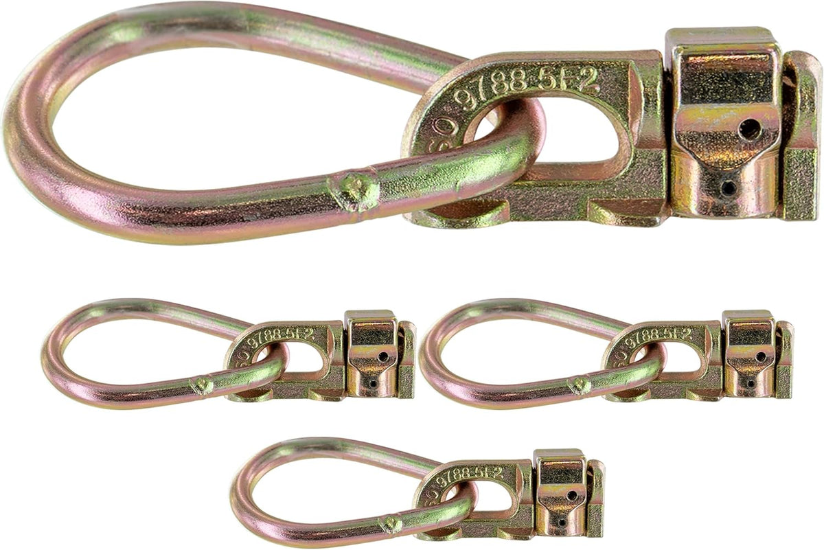 US Cargo Control Double Stud L Track Fittings with Pear Link (4-Pack), 5,000 Pounds Break Strength, Use with L Track Rails in Truck Bed or Trailer, Automatic Locking with Spring Release