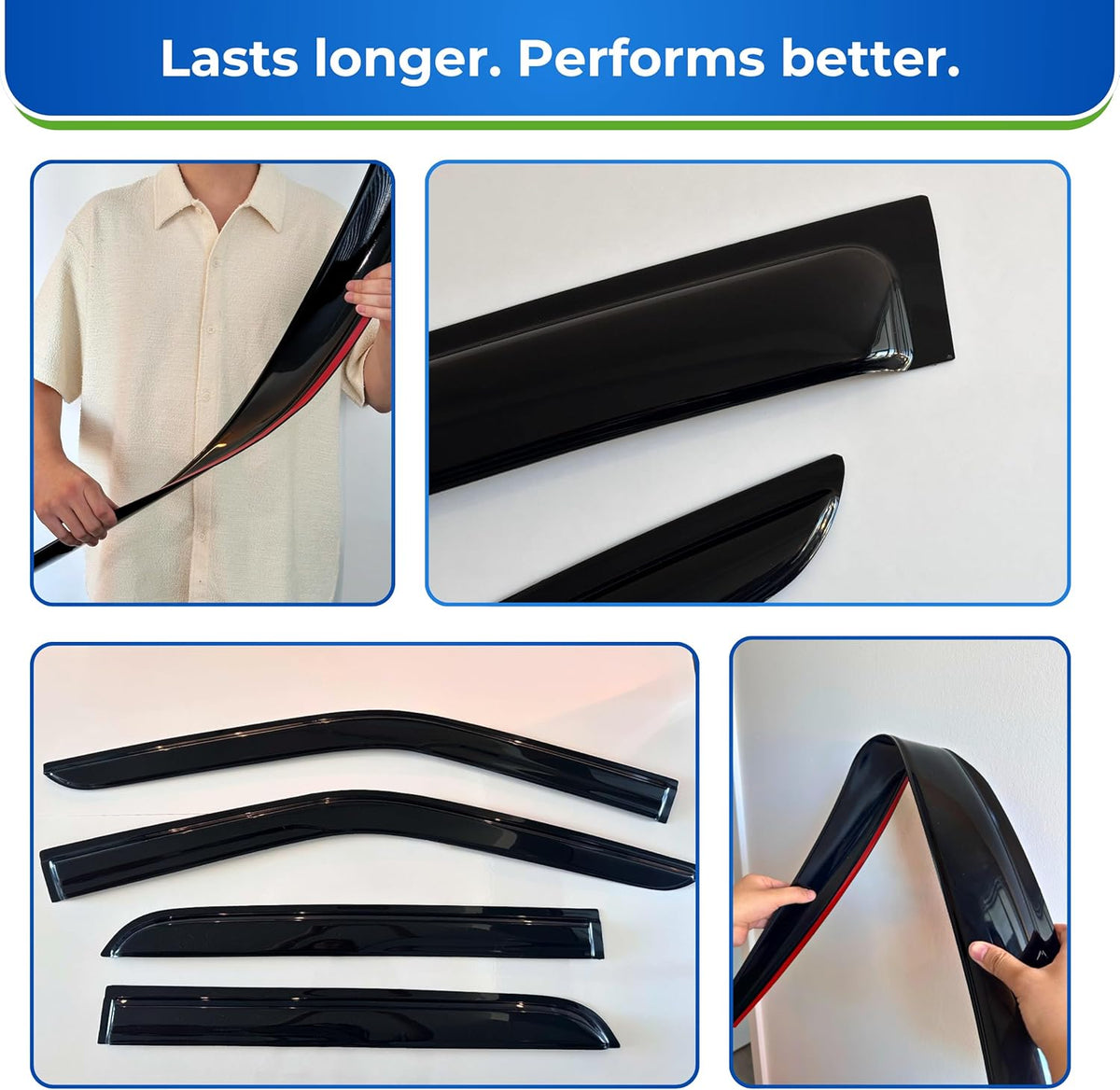 KPY Window Visor Compatible with Mazda 6 Sedan 2004-2013, 4PC Rain Guard Side Window Vent Deflectors Tape-On Mugen Style, 2004 2005 2006 2007 2008 2009 2010 2011 2012 2013
