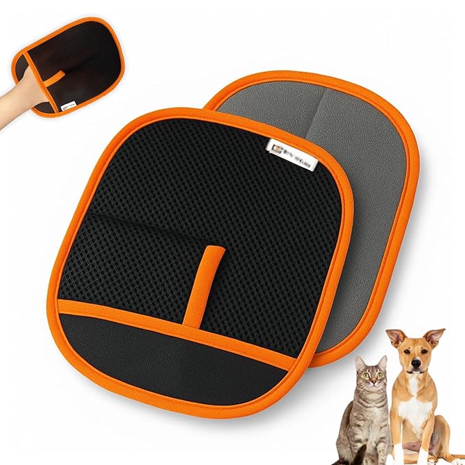 2 PC RivOcen Pet Hair Removal Brush Gloves, Electrostatic Reusable Cat Dog Hair Remover Grooming Glove Tool. Reusable Magic Brush Pet Hair Remover Tool for Carpet, Couch,Car Seat, Laundry.