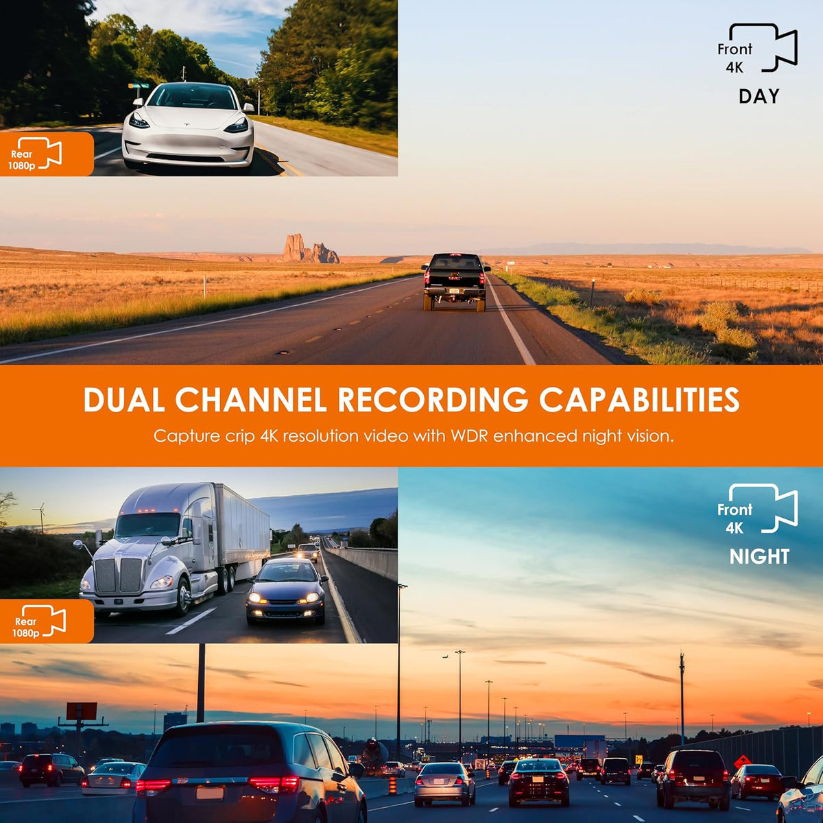 CPDuo Pro - 10.26" 4K Dash Cam with Wireless CarPlay & Android Auto, Touchscreen, GPS, Bluetooth, WDR, Night Vision, 170° Wide, Parking Mode