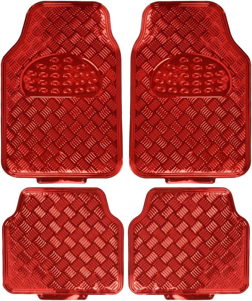 BDK Red All Weather Heavy Duty Car Floor Mats Interior Liners for Auto Van Truck SUV, Fits Front & Rear