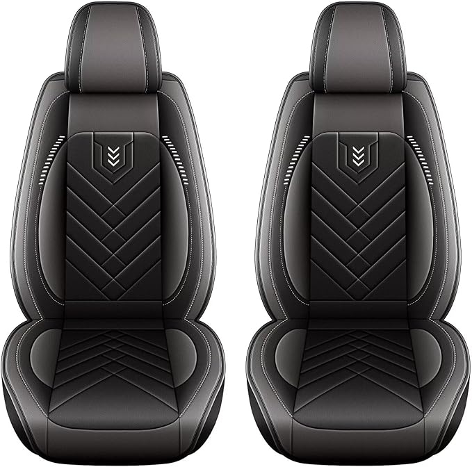 AOMSAZTO Car Seat Covers Fit for Subaru Forester 2007-2024 2025 2026 Premium Front Seat Covers Waterproof Leather Automotive Seat Covers Compatible with Airbag (2 Seats,Grey)