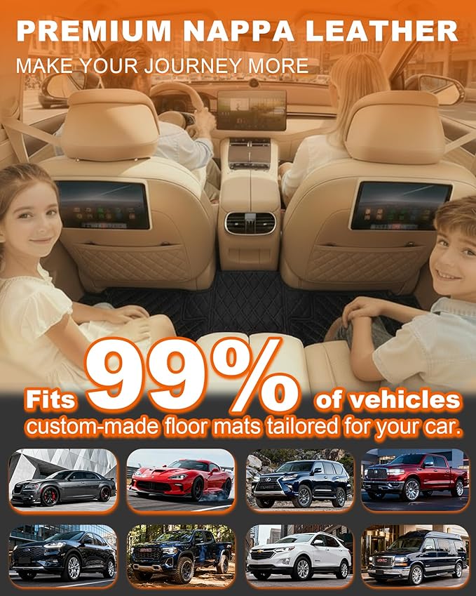 All-Weather car Floor MATS-Suitable for 99% of car Models,Leather car mat, offering Personalized Embroidery and Multiple Color Options,Provide Protection for car Rug (Green-Beige)