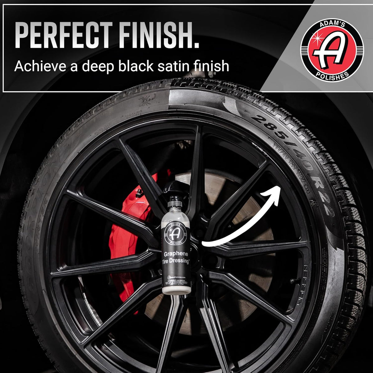 Adam's Polishes Graphene Tire Dressing - Deep Black Finish W/Graphene Non Greasy Car Detailing | Use W/Tire Applicator After Tire Cleaner & Wheel Cleaner | Ceramic Coating Like Tire Protection (16oz)