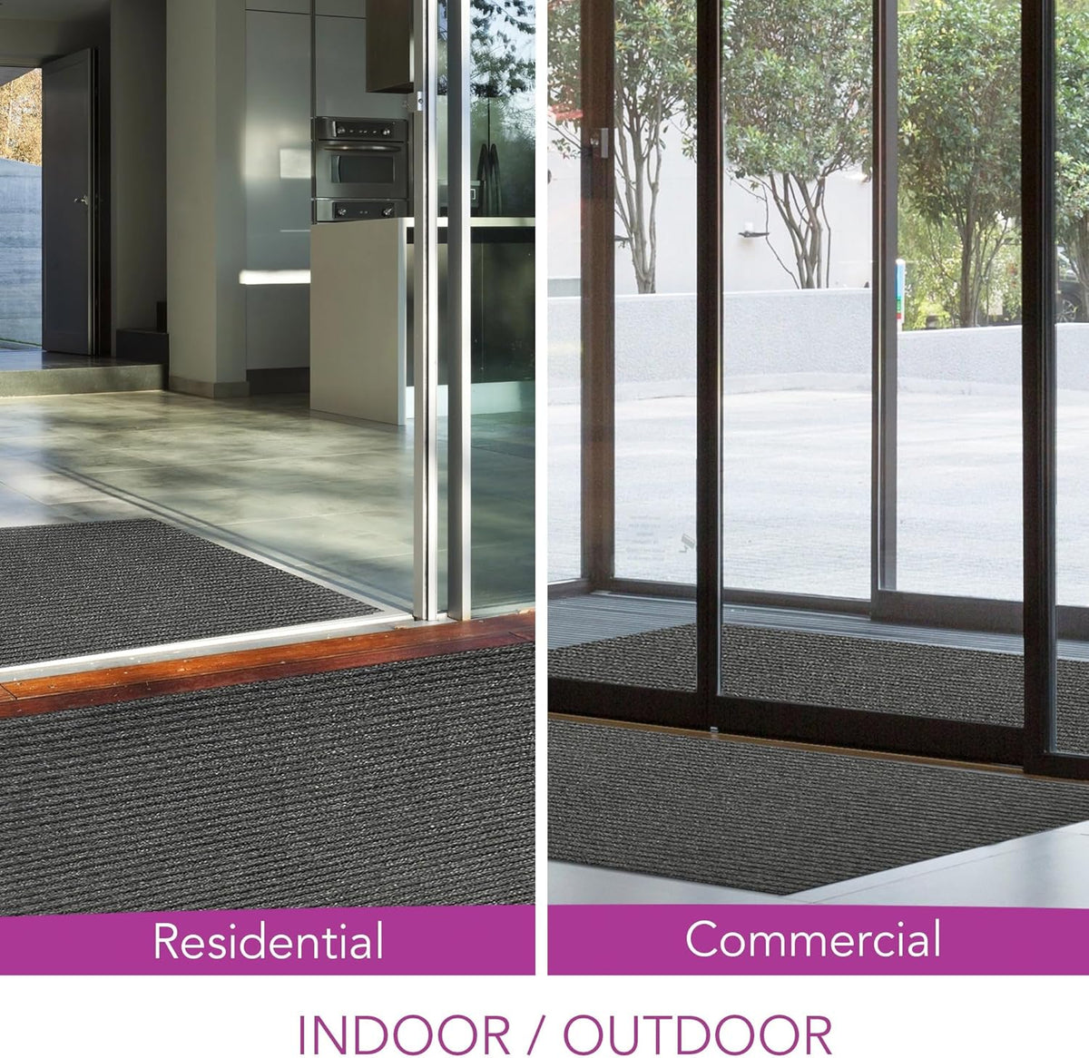 iCustomRug Spartan Weather Warrior Duty Indoor/Outdoor Utility Ribbed in 3ft,4ft,6ft Widths 70 Custom Sizes with Natural Non-Slip Rubber Backing 4'X54' in Charcoal