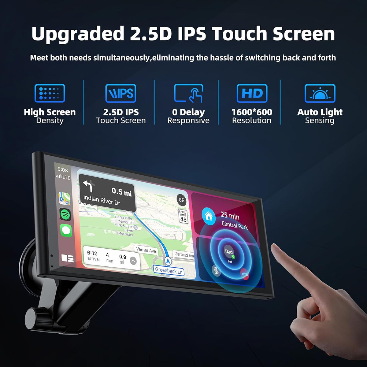 Portable Carplay Screen for Car, 10.26" Wireless Apple Carplay & Android Auto with 4K Dash Cam,1080p Backup Camera,Car Audio Receivers, GPS Navigation, SuperLink, Bluetooth,FM, Music Player