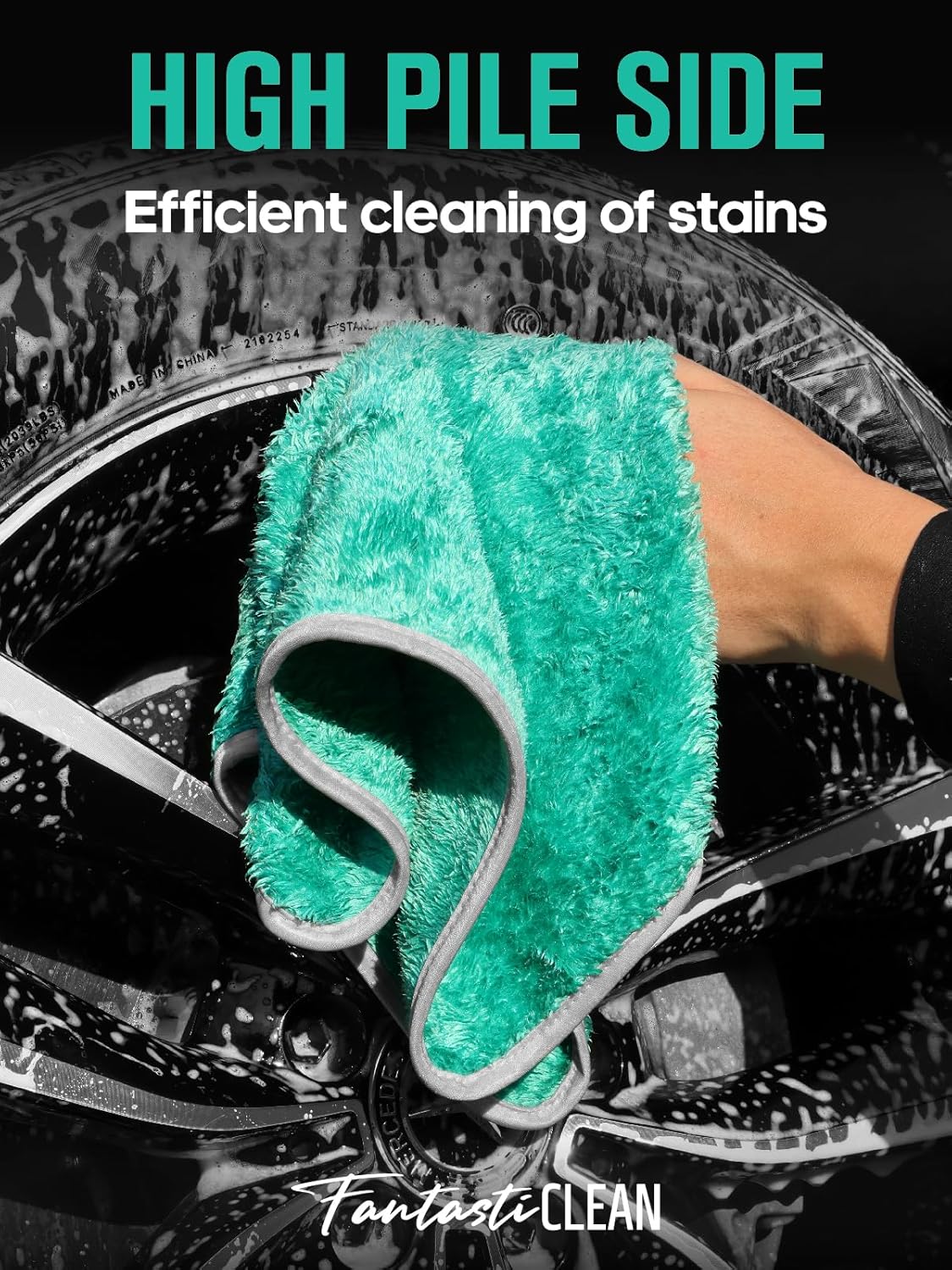 Fantasticlean Microfiber Car Detailing Towels, Car Drying Towel with Edge, Plush, Coral Fleece, 700GSM, 16" x 16", 12 Pack, Scratch-Free, Ultra Absorbent, Car RV Boat Home Cleaning (Grey and Green)